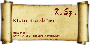 Klain Szalóme névjegykártya
